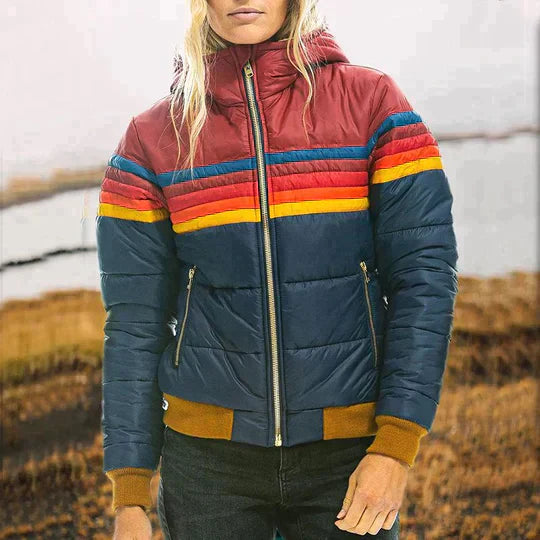 Ines | Chaqueta Retro con Capucha de Piel