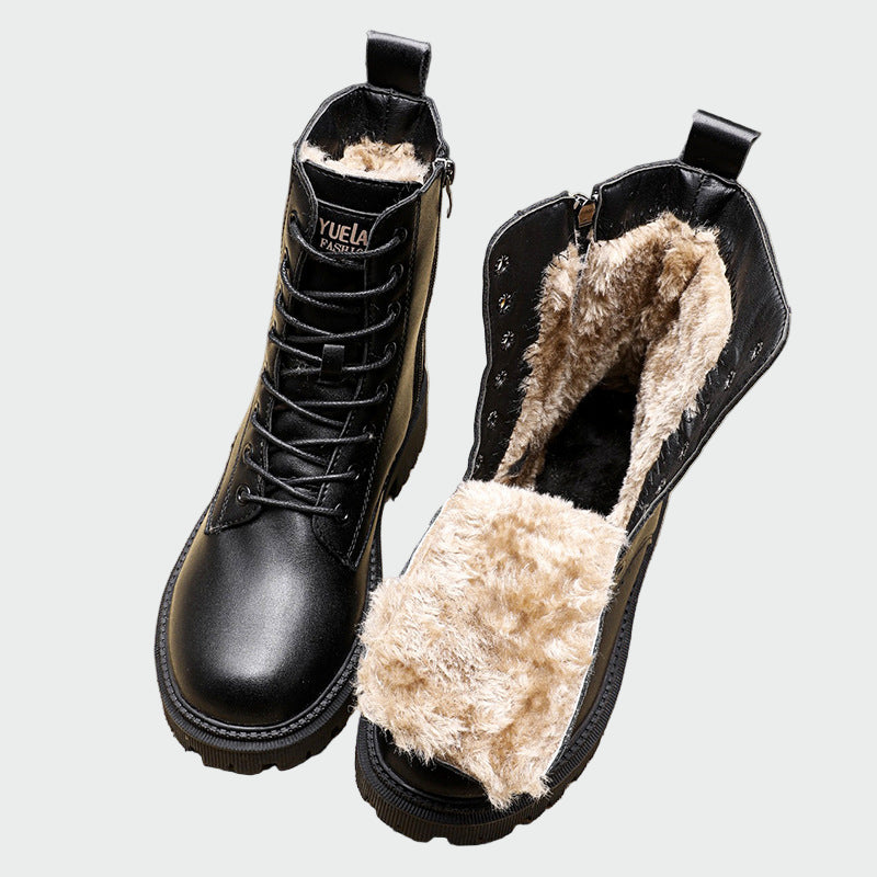 Beatriz | Botas De Invierno En Cuero Con Forro Peludo