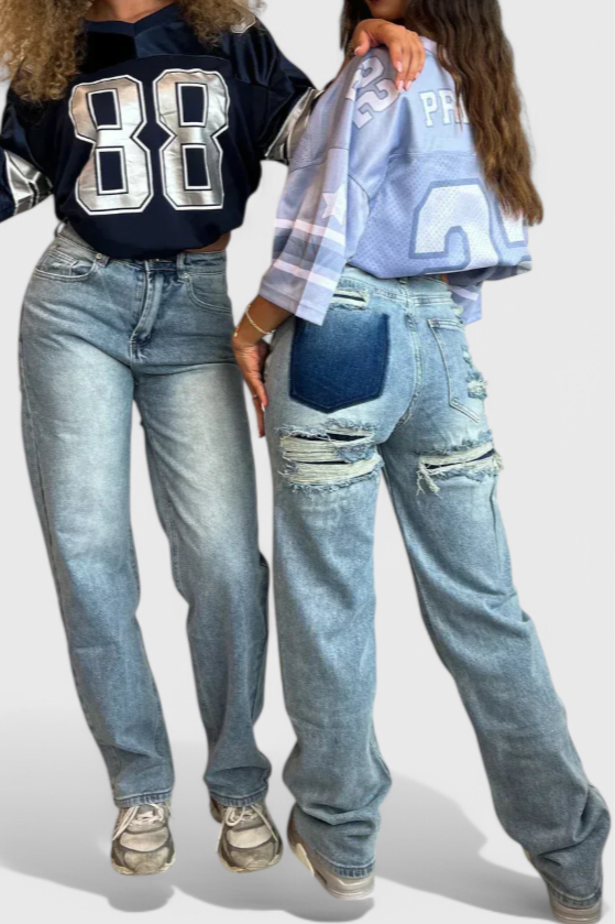 Roxy | Jeans Vintage Desgastados de Cintura Alta