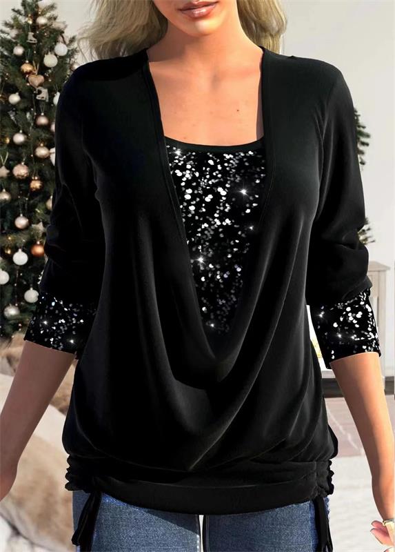 Arla™ | Blusa moderna con capa de lentejuelas