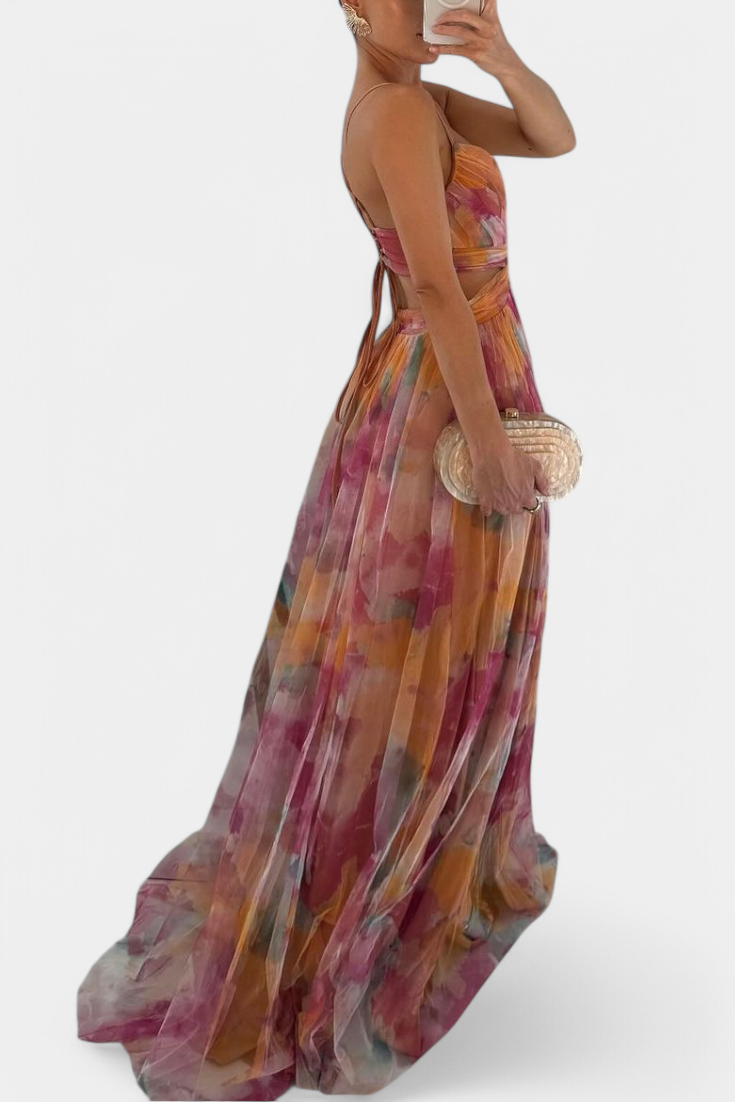 Ingrid | Vestido Maxi Floral con Escote en V