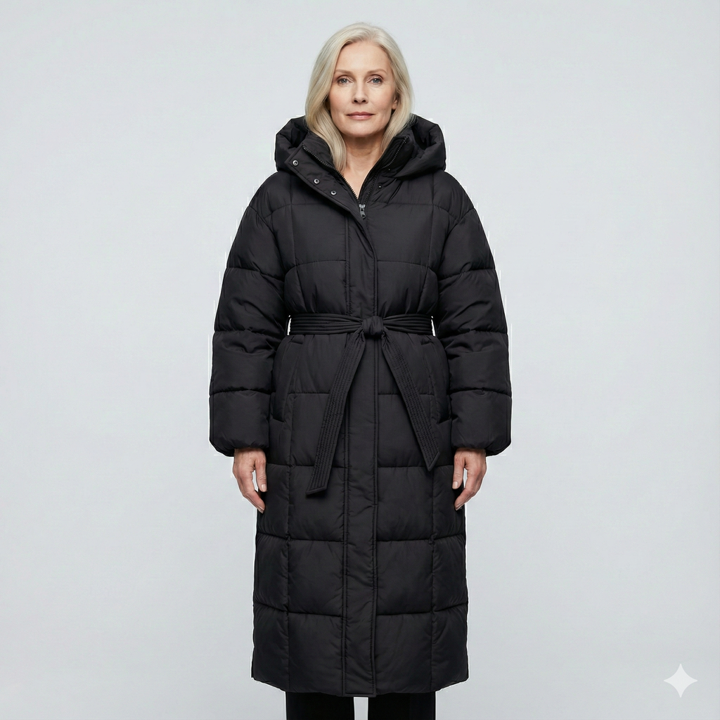 Adriana | Abrigo Acolchado Largo con Cinturón