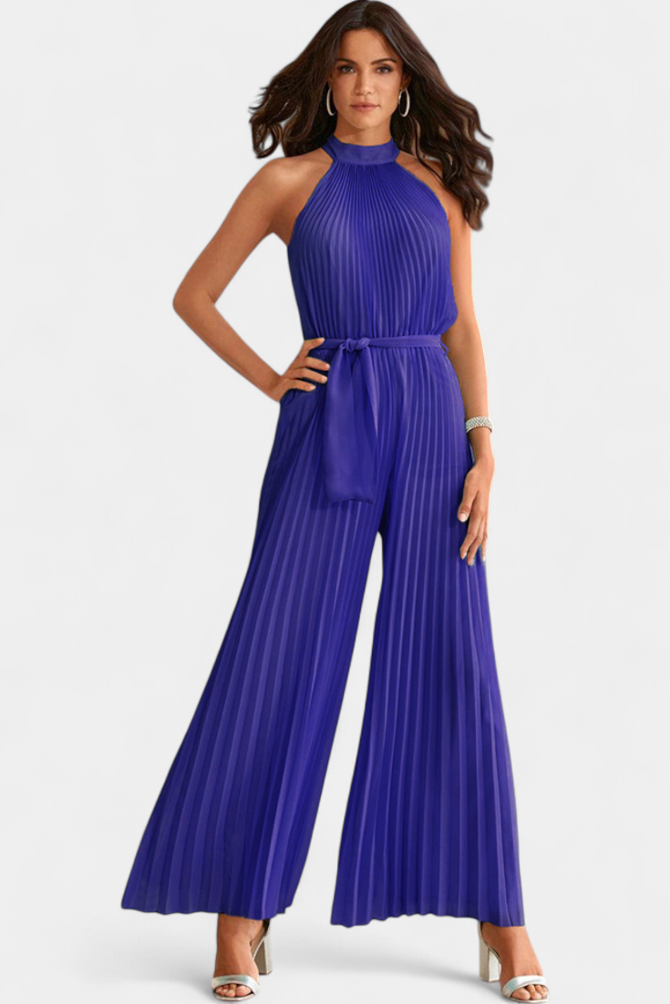Patrizia | Mono Palazzo Plisado con Cuello Halter