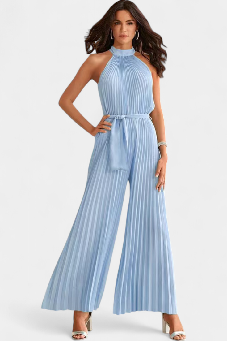 Patrizia | Mono Palazzo Plisado con Cuello Halter