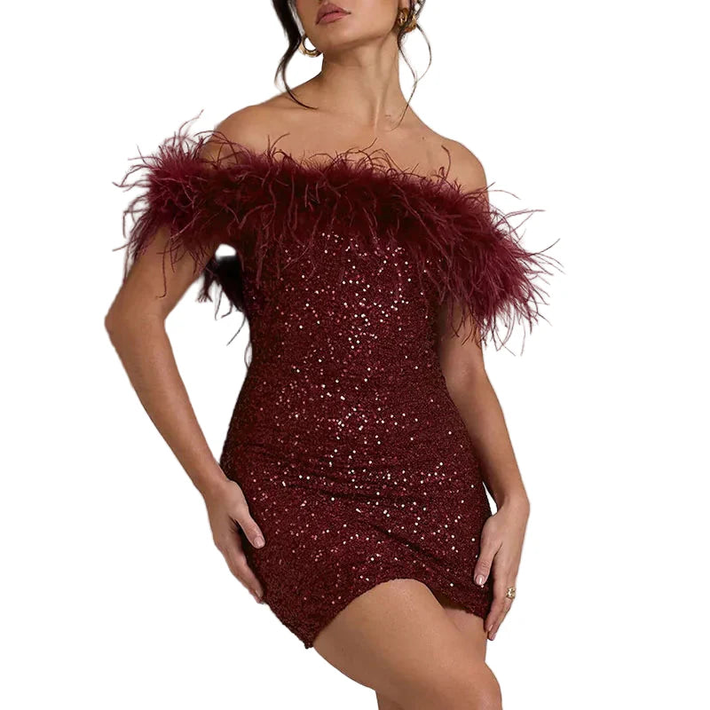 Rinna™ | Elegante vestido de lentejuelas off-shoulder