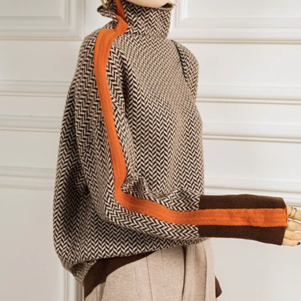 Eleanor | Suéter de Cuello Alto de Pata de Gallo Luxe