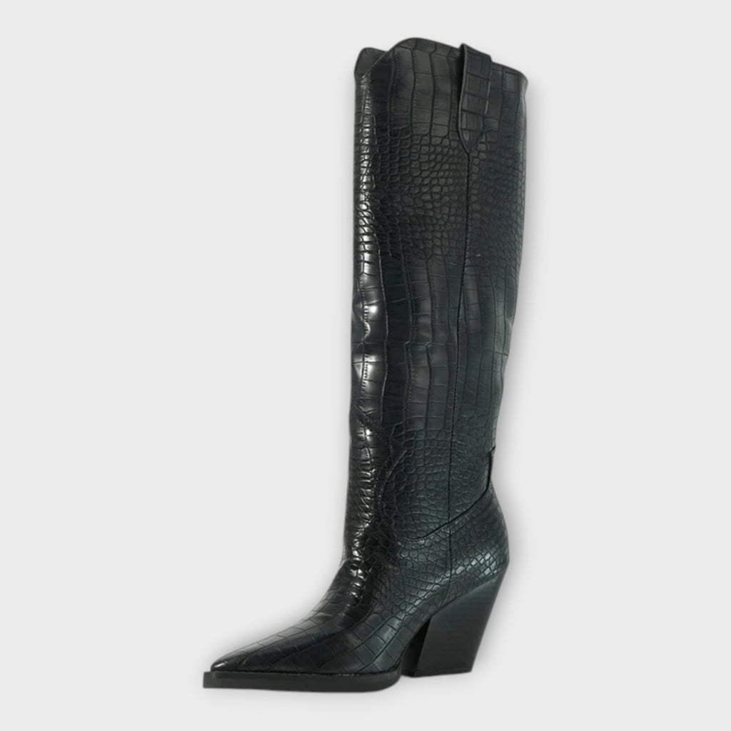 Camila | Botas Con Diseño Croco Y Tacón Elegante Diario