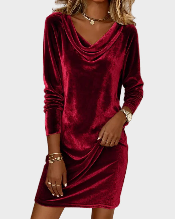 Frosina | Vestido de Terciopelo de Corte Suelto