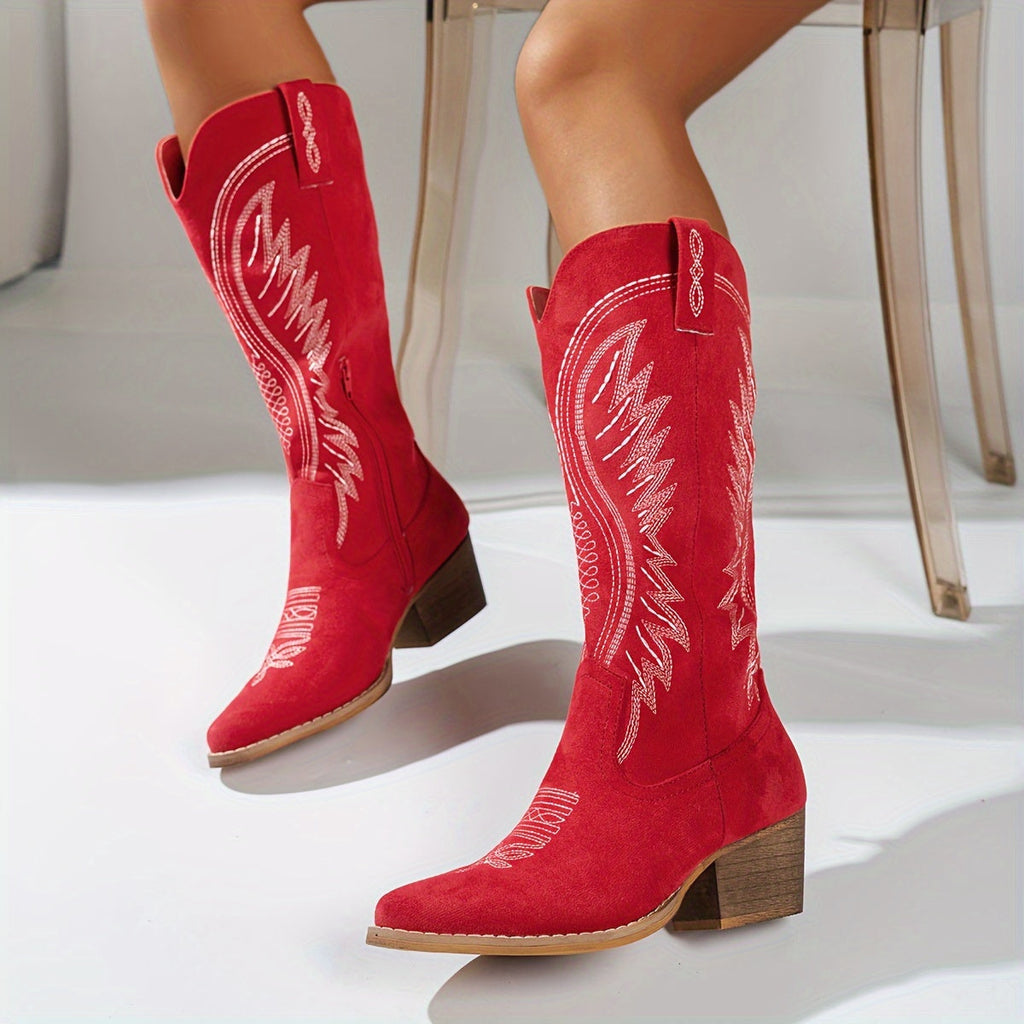 Valentina | Botas Vaqueras Con Tacón Bloque Estable Y Cómodo